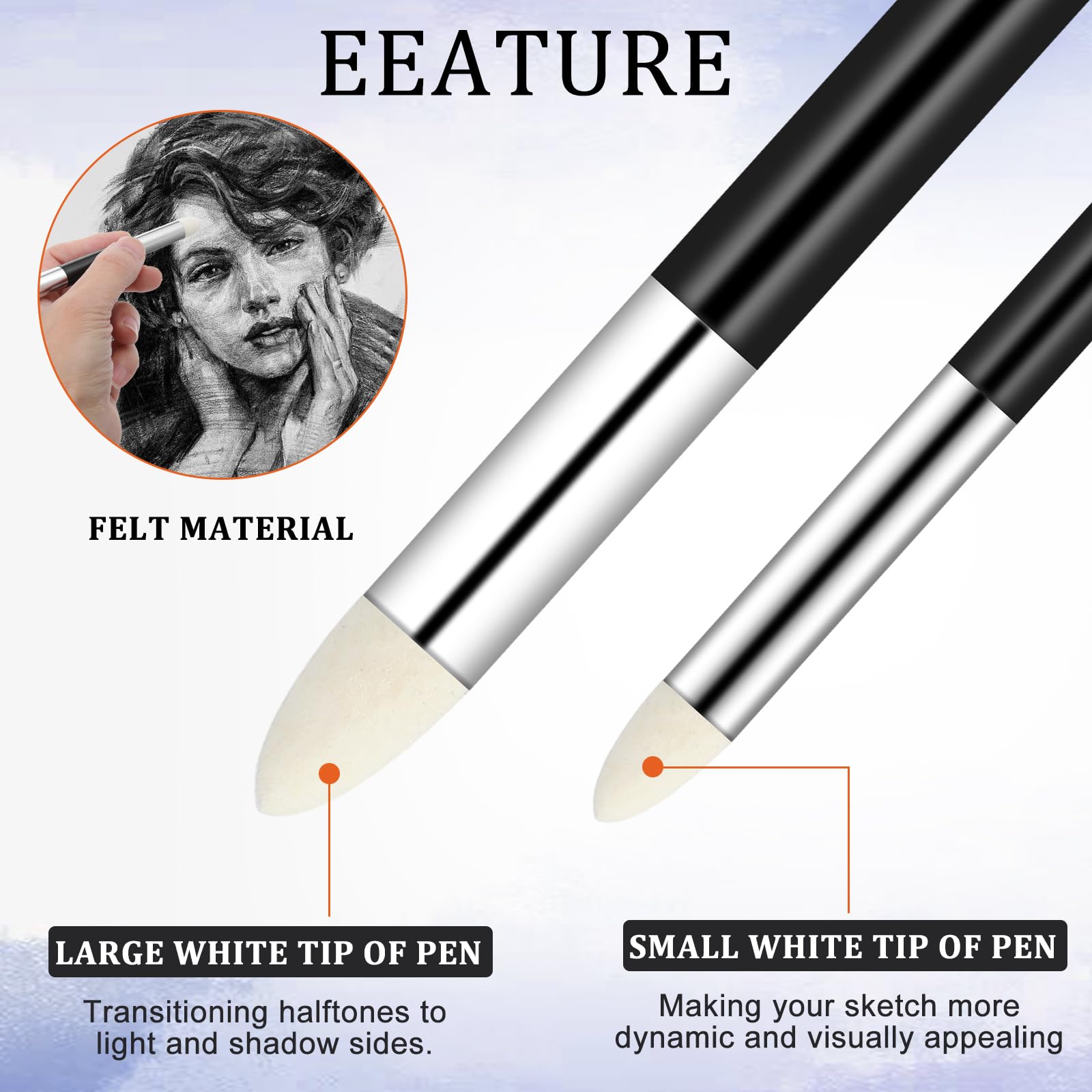 JYNXOR 6er Set Verblendstifte - Doppelkopf Schwämme Für Zeichnen & Skizzieren