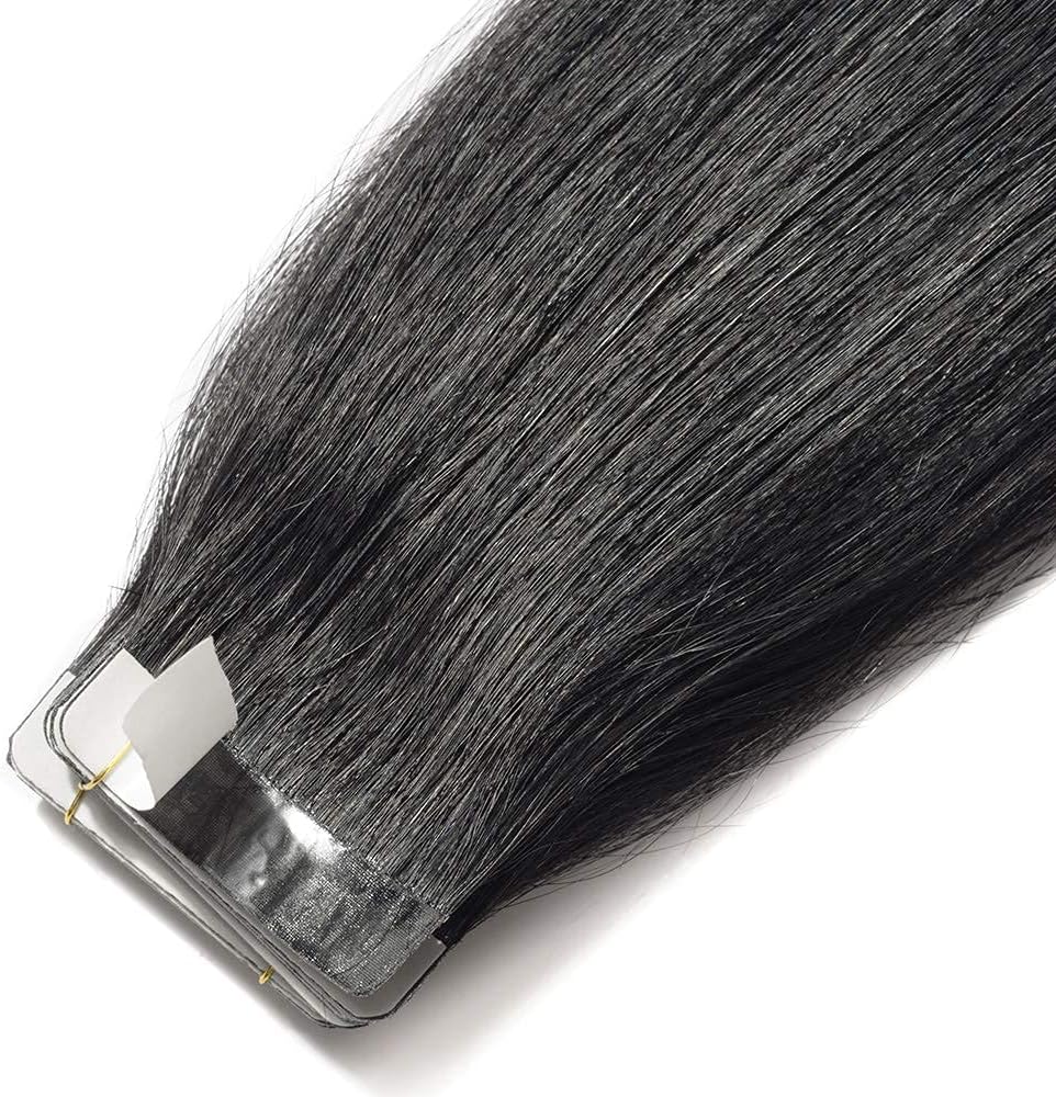 20 Pcs 100% Real Remy Human Hair Extensions Tape in Skin Weft Hair Extension 16" #01 Jet Black Straight 30g/Set - Image 5