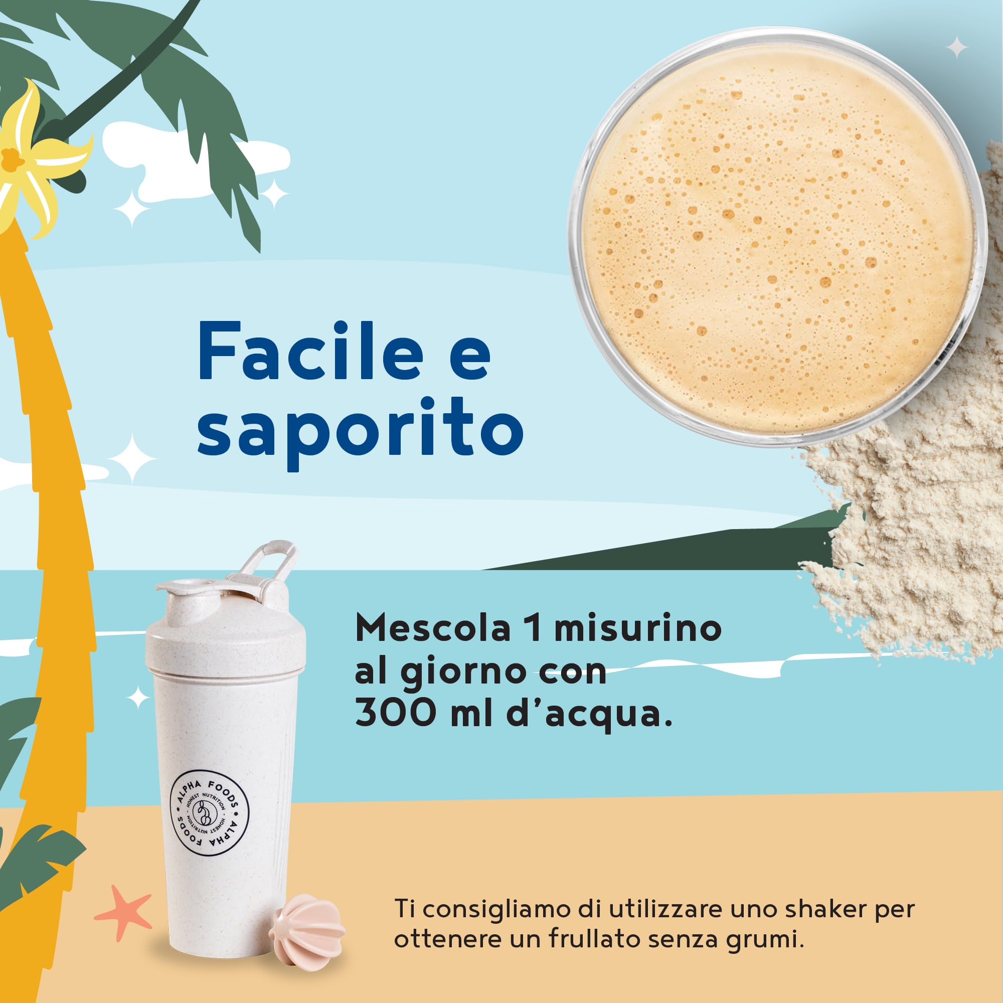 Proteine in Polvere | Vegan Protein Arricchite con BCAA e creatina monoidrata | Vaniglia | 600g | Aminoacidi Essenziali Pre workout, Mass Gainer | Vegan Muscle Protein | Alpha Foods