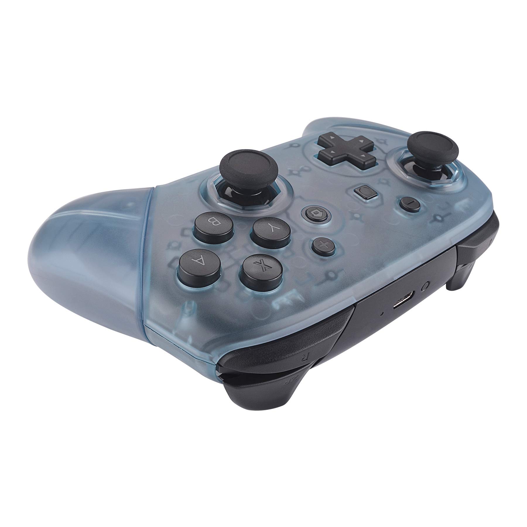 eXtremeRate Coque de Remplacement pour Nintendo Switch Pro Manette, Coque Avant avec Trou de Joystick Octagonal, Etui Arrière avec Poignées Grips pour Manette Switch Pro Bleu Glacier