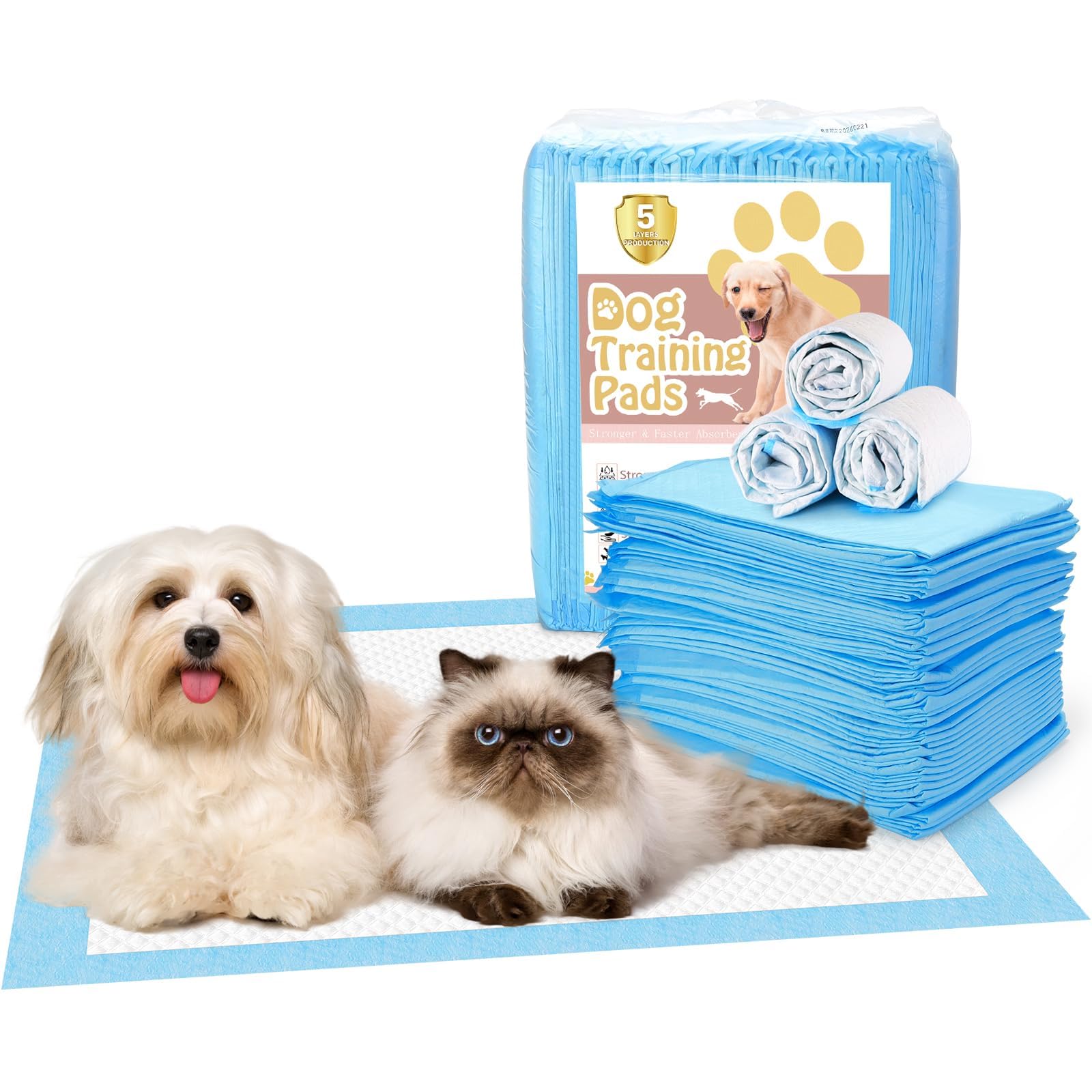Mumoo BearPuppy Pads, 40 Pack of Puppy Training Pads, Super Absorbent Disposable Dog Pads, Leak-Proof Pet Pads Incontinence Dog Pee Pad for Toilet, Training - 60 x 60 cm