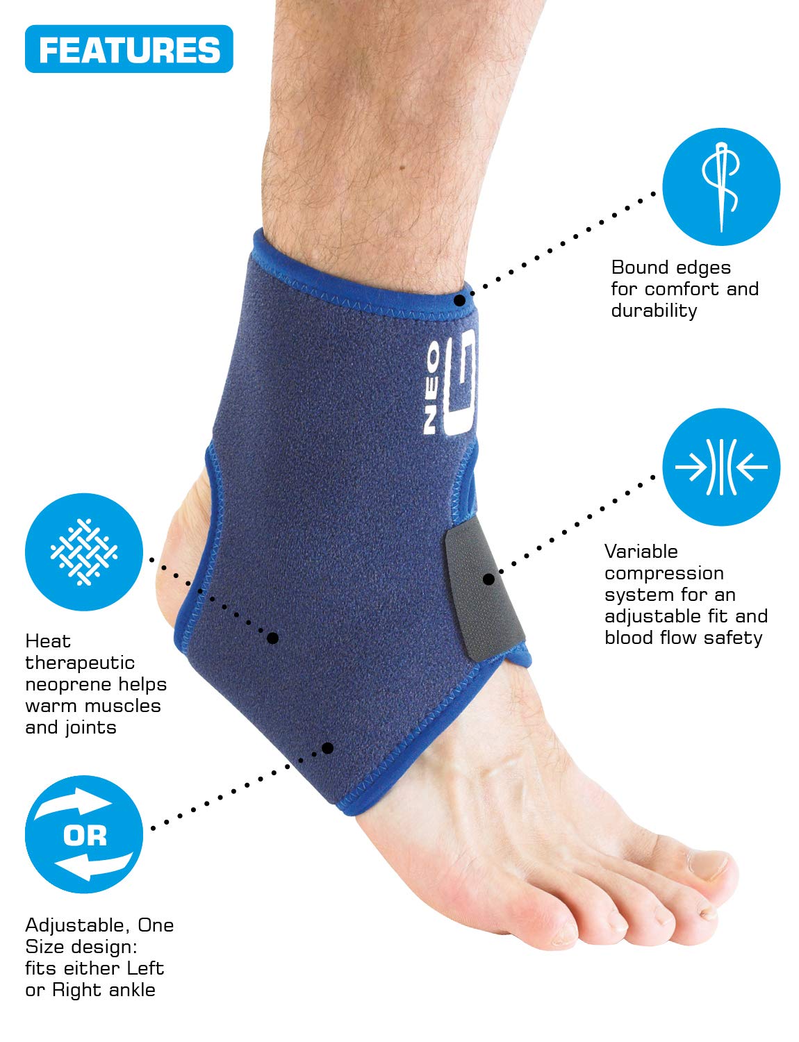 Neo G Ankle Support for Sprained Ankle, Weak Ankles, Ligament Damage