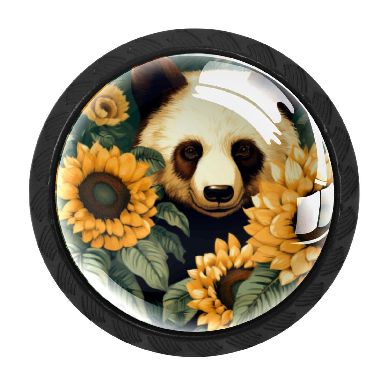 CHENZZZZ 4 Pieces Kitchen Cabinet Knobs Panda Sunflower Drawer Knobs Dresser Knobs Drawer Pulls Door Knobs Dresser Drawer Handles Knobs for Dresser Drawers