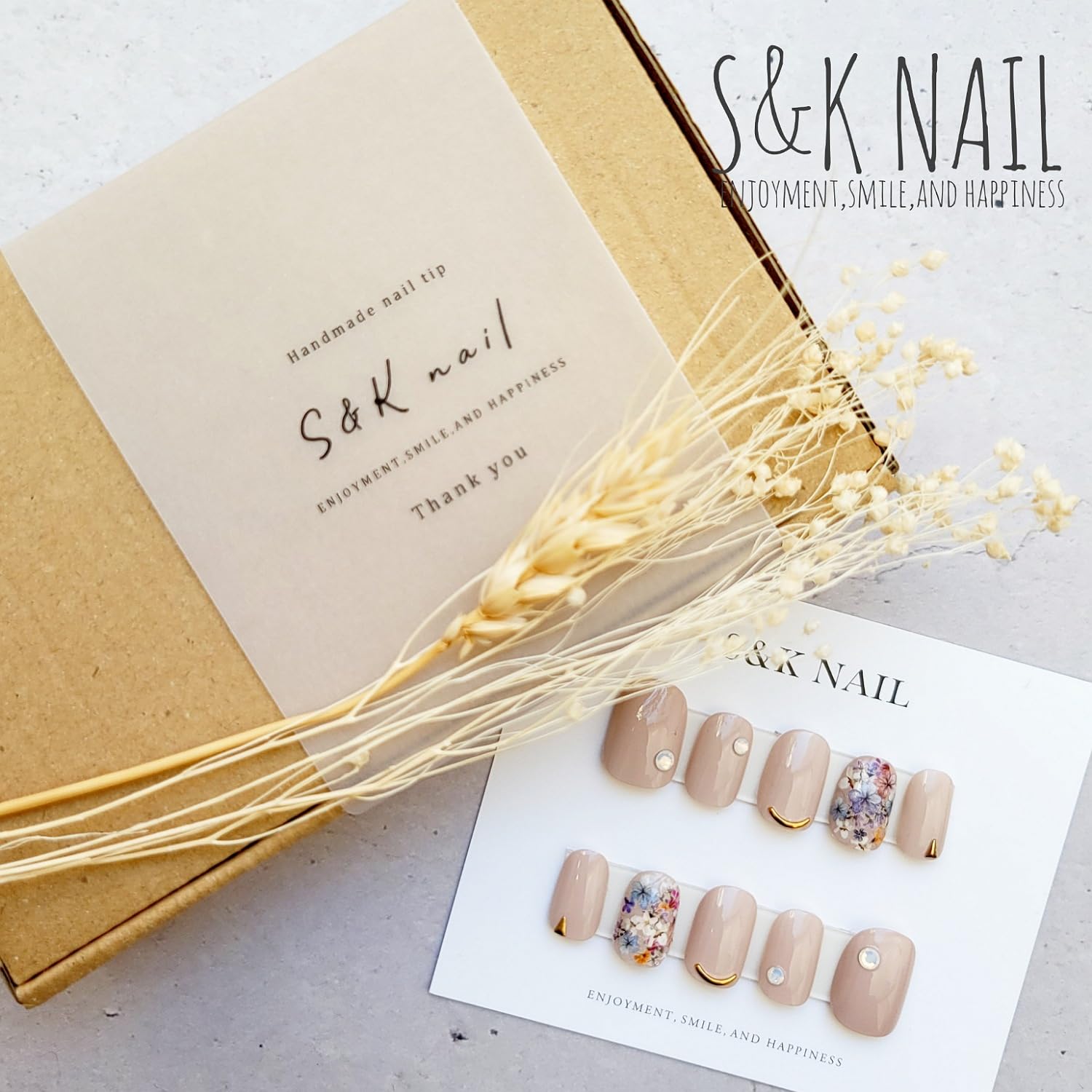 Amazon | S＆K NAIL ネイルチップ ショート シアーベージュ フラワー 