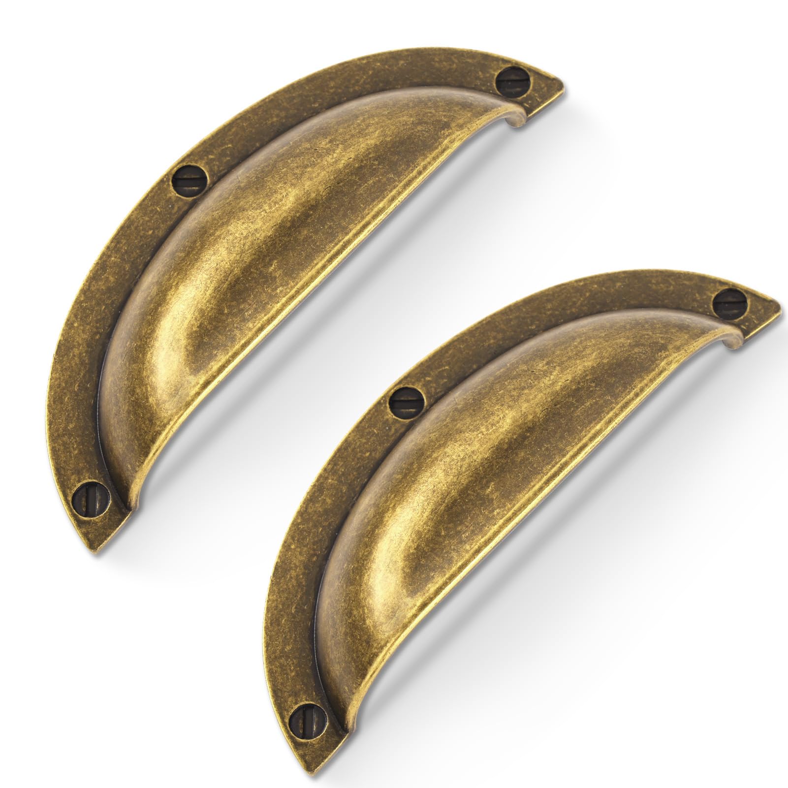 Vicycmc Antique Brass zinc Alloy Cabinet Cup pulls,Vintage Retro Solid 3 Inch （76mm） Hole Center Cup Cabinet Handles for Drawer,Cupboard, Wardrobe,