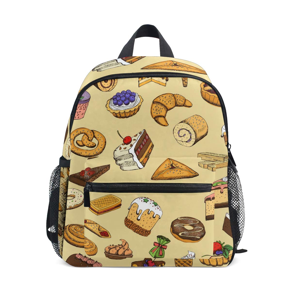 Lightweight Boys for School Travel Camping Backpack Pastry Sweets Cakes Kulich Piece Printing Girls with Chest Buckle