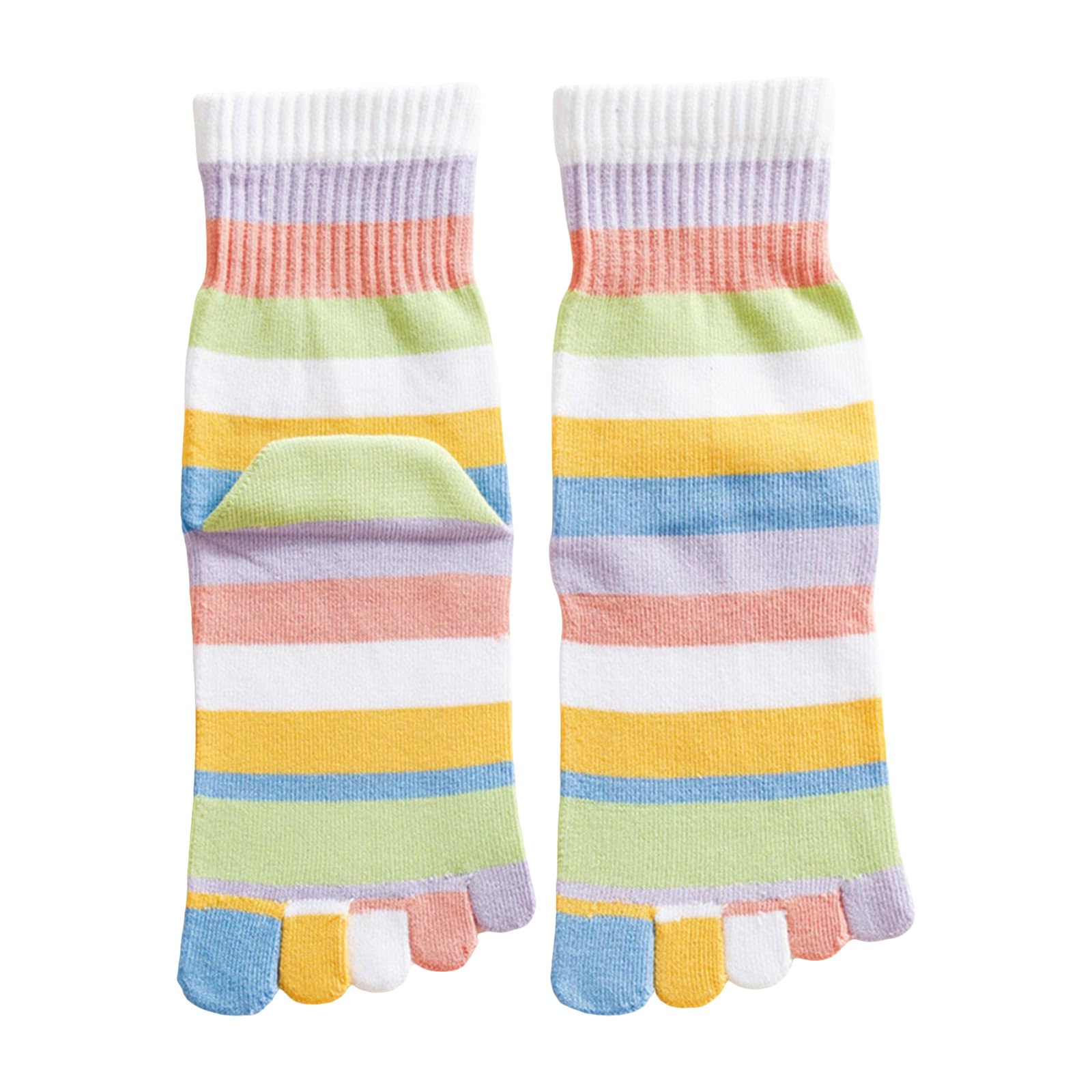 Dsgzkk Women Colorful Rainbow Split Toe Socks Winter Fall Five Finger Separated Middle Tube Socks Sports