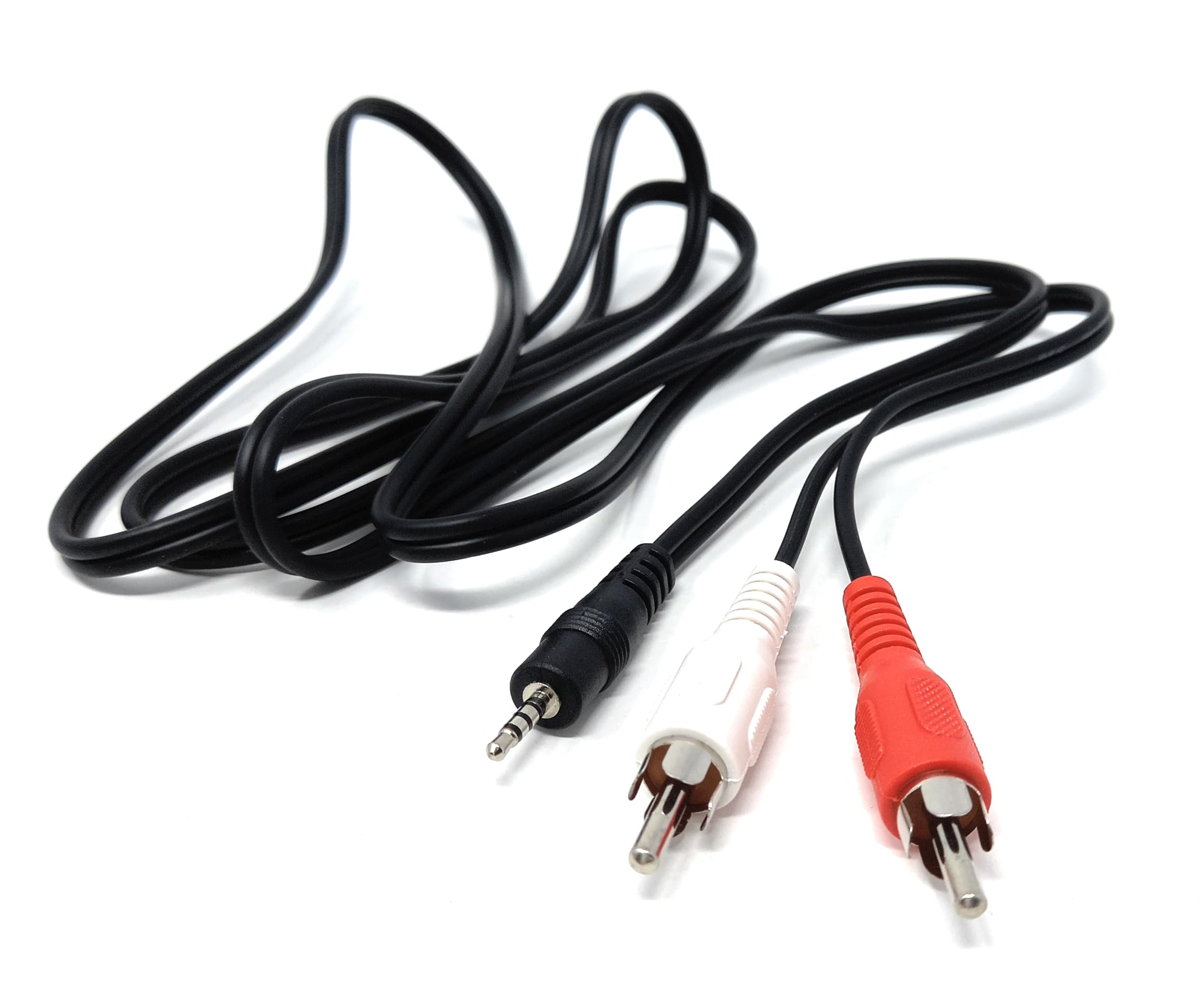 DRUT 1.5m 2.5mm 4 pole Jack to 2 x RCA Phono Plug Cable Lead 5ft - Image 2