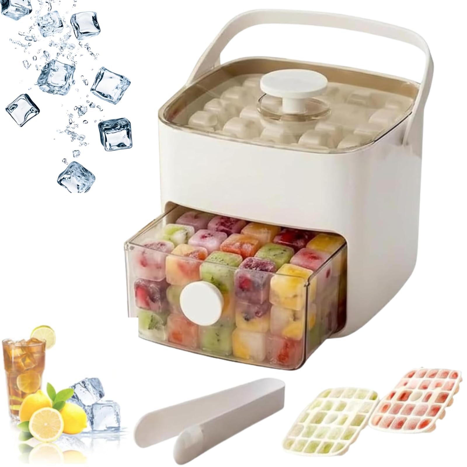 One Press Quick Release Countertop Ice Cube Maker Machine(White)