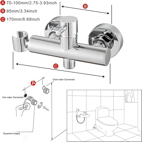 Miniatura 3 de Pulverizador de bidé de mano para bidé de agua caliente, pulverizador de mano Shattaf Accesorio de baño para inodoro con válvula mezcladora de latón