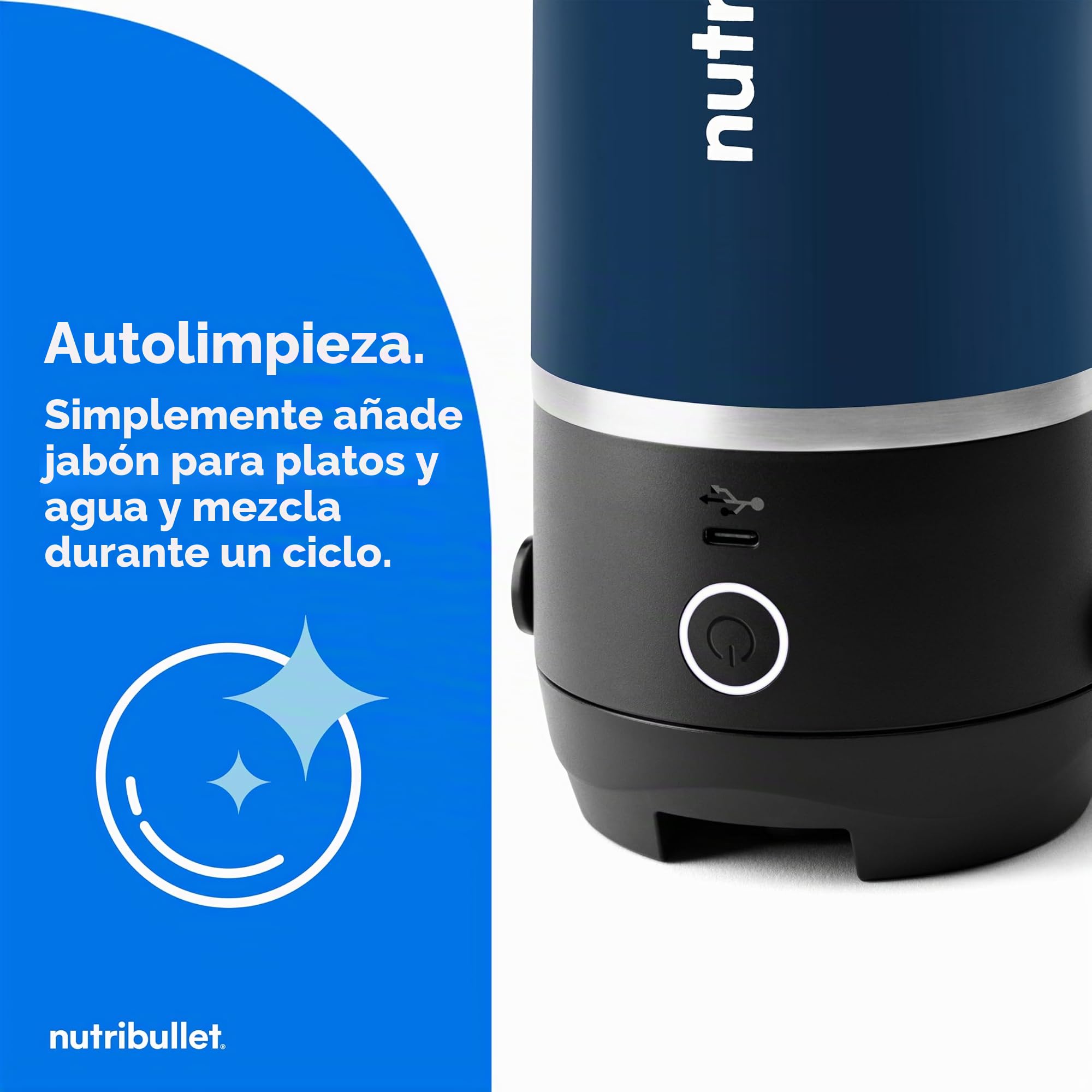 nutribullet Licuadora portátil Flip con taza aislada, índigo mate, NBPB50350IND