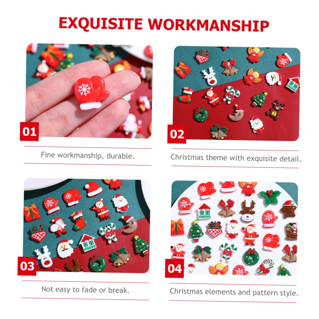 SEWACC 250piezas Accesorios De Resina Para Manualidades De Navidad Adornos Temáticos Para Decoración De Árbol Sombreros y Varios estilos