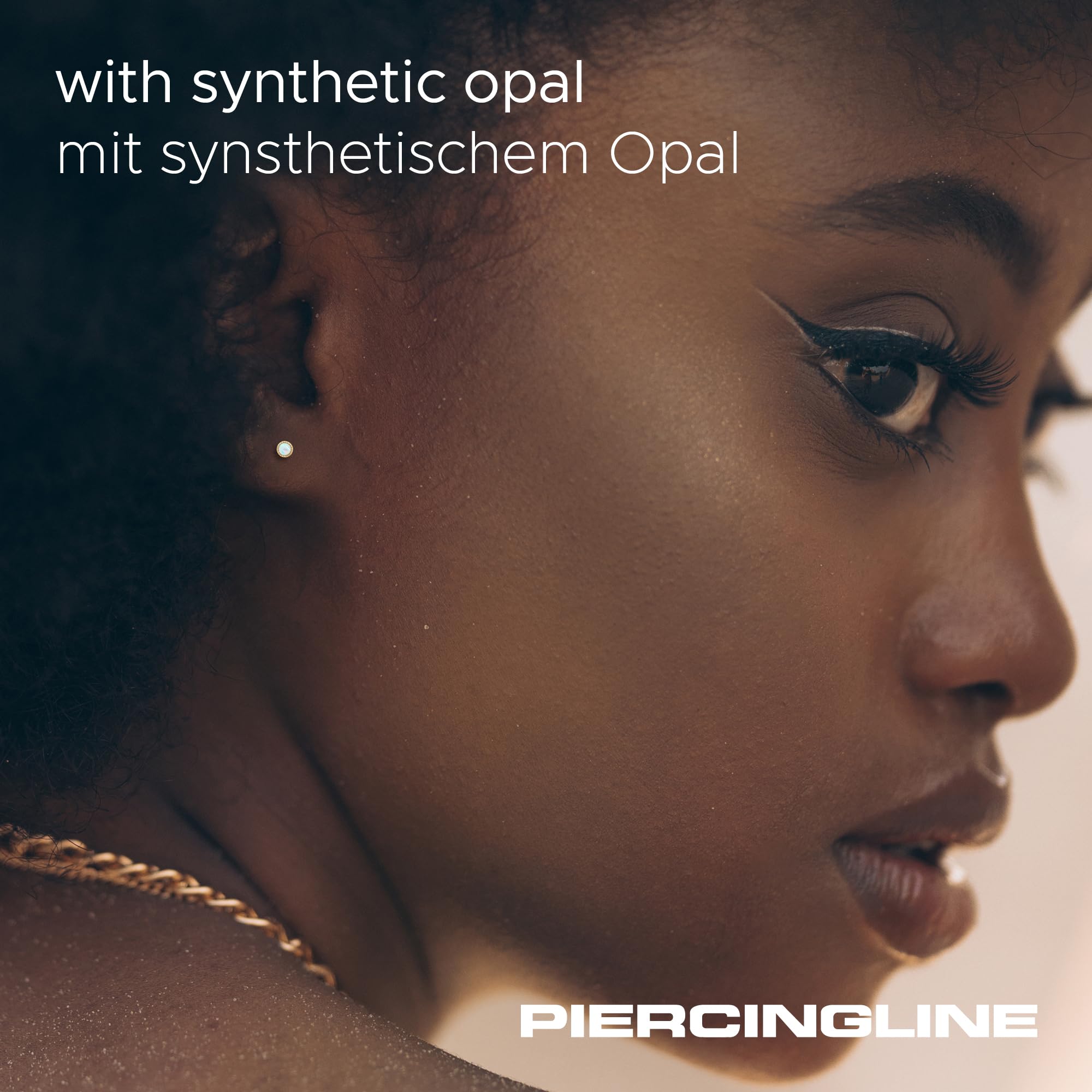 PIERCINGLINE Piercing de oro de 14 quilates con rosca interior SYNTH, ópalo, color y tamaño a elegir