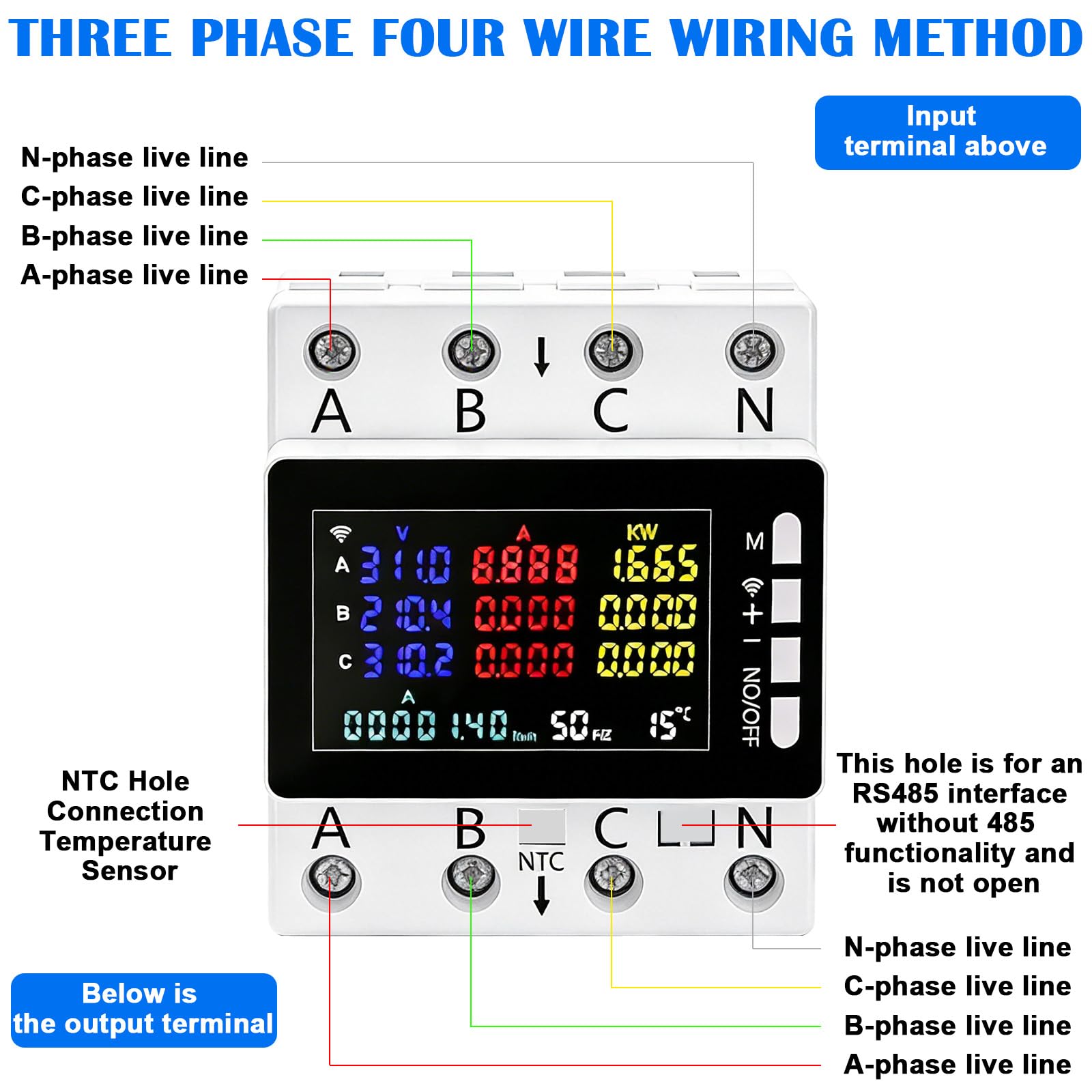 3-fazowy miernik prądu WLAN, licznik prądu, AC 85-290 V 0-80 A, inteligentny miernik z ochroną przed awarią zasilania/przepięciem/zbyt niskim napięciem/przetężeniem itp