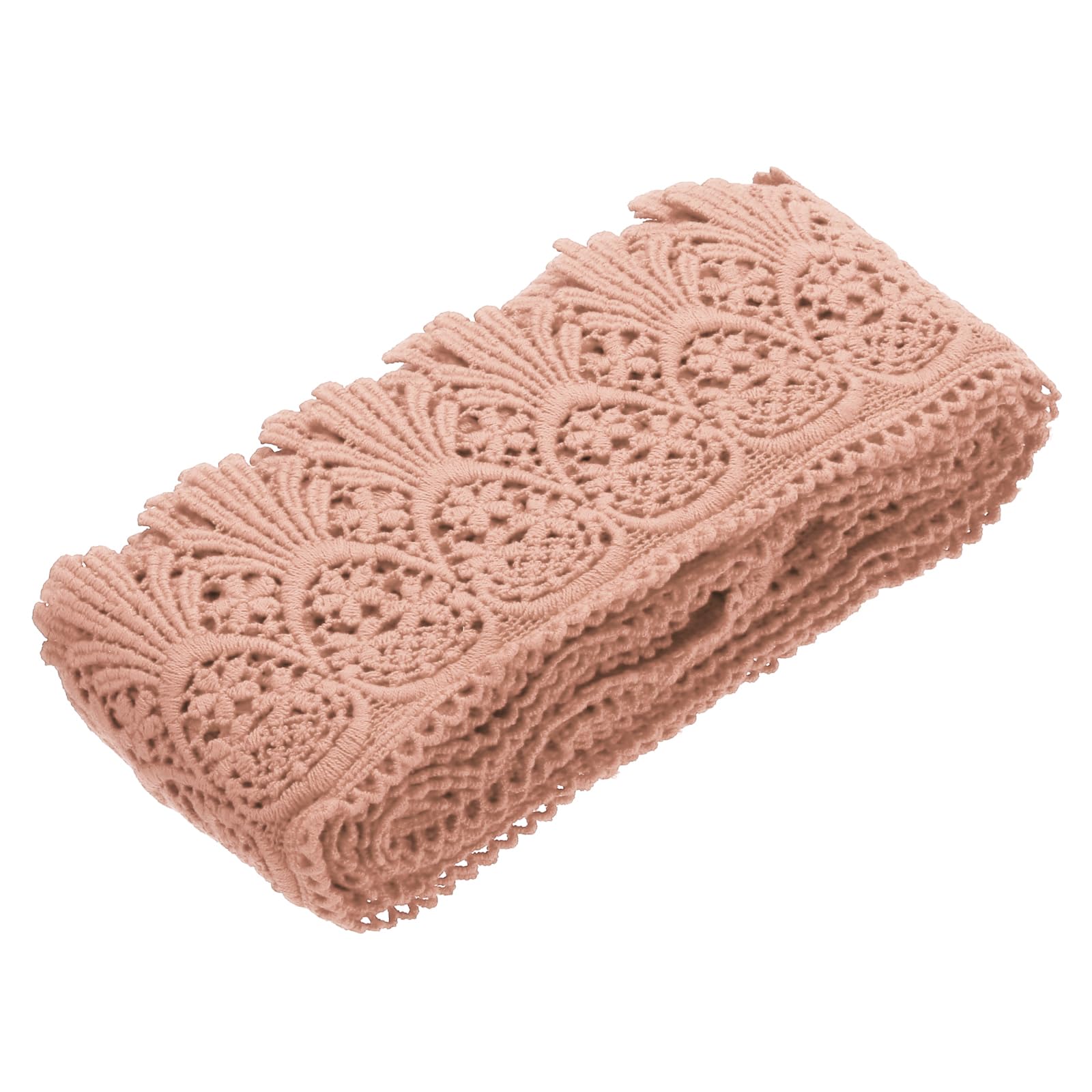 sourcing map Cotton Lace Trim Vintage Crochet 3inch x 3yard Korean Pink Stretch Lace Edge Ribbon for DIY Scrapbooking Clothes Curtain Slipcover Fabric