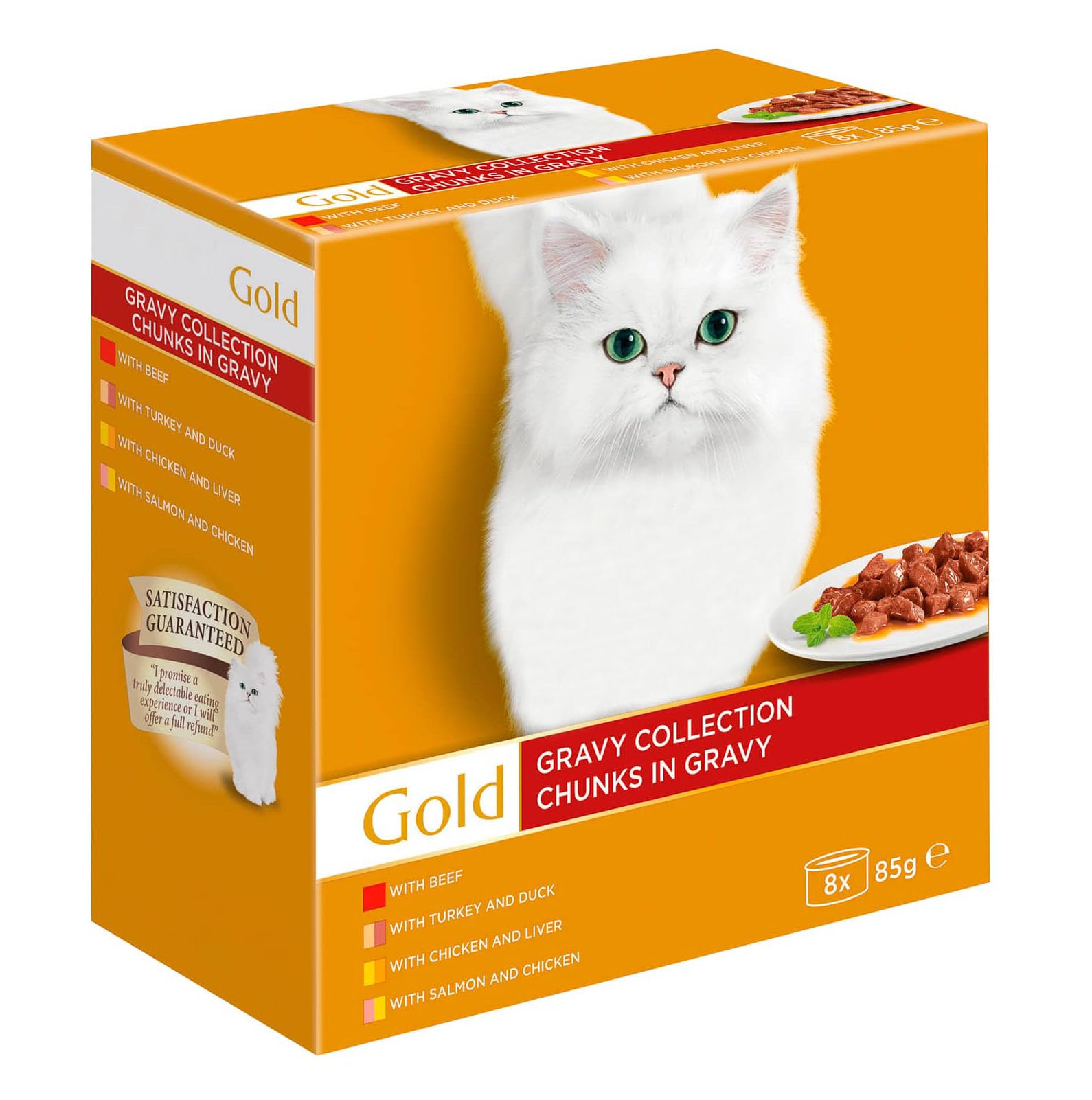 Fizporium Gold Gravy Collection - Culinary Delight for Your Cat" Cat Food Pouches in Gravy- wet cat food pouches pack of 8 x 85g pouches.