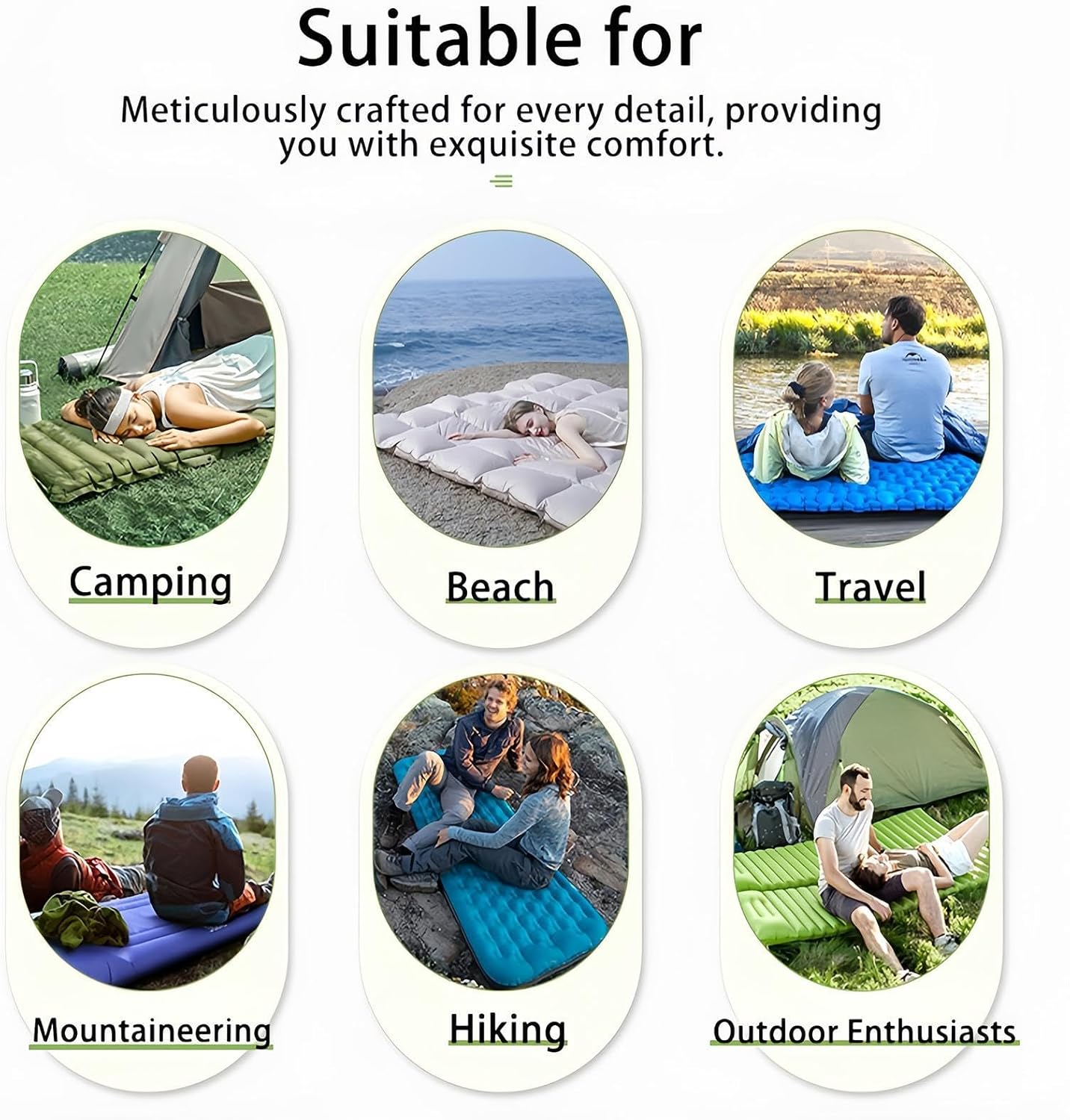 Inflatable Sleeping Pad | Compact Air Mat,Camping Built-in Pump Self Inflating Sleeping Pad | for Kids Adults Guest Tent Floor Travel Outdoor Hiking