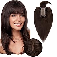 Vista 25 de Rich Choices Postizo de Cabello Humano 100% Real con Flequillo - Postizo de Cabello Remy Real para Mujeres con Adelgazamiento en la Parte Superior