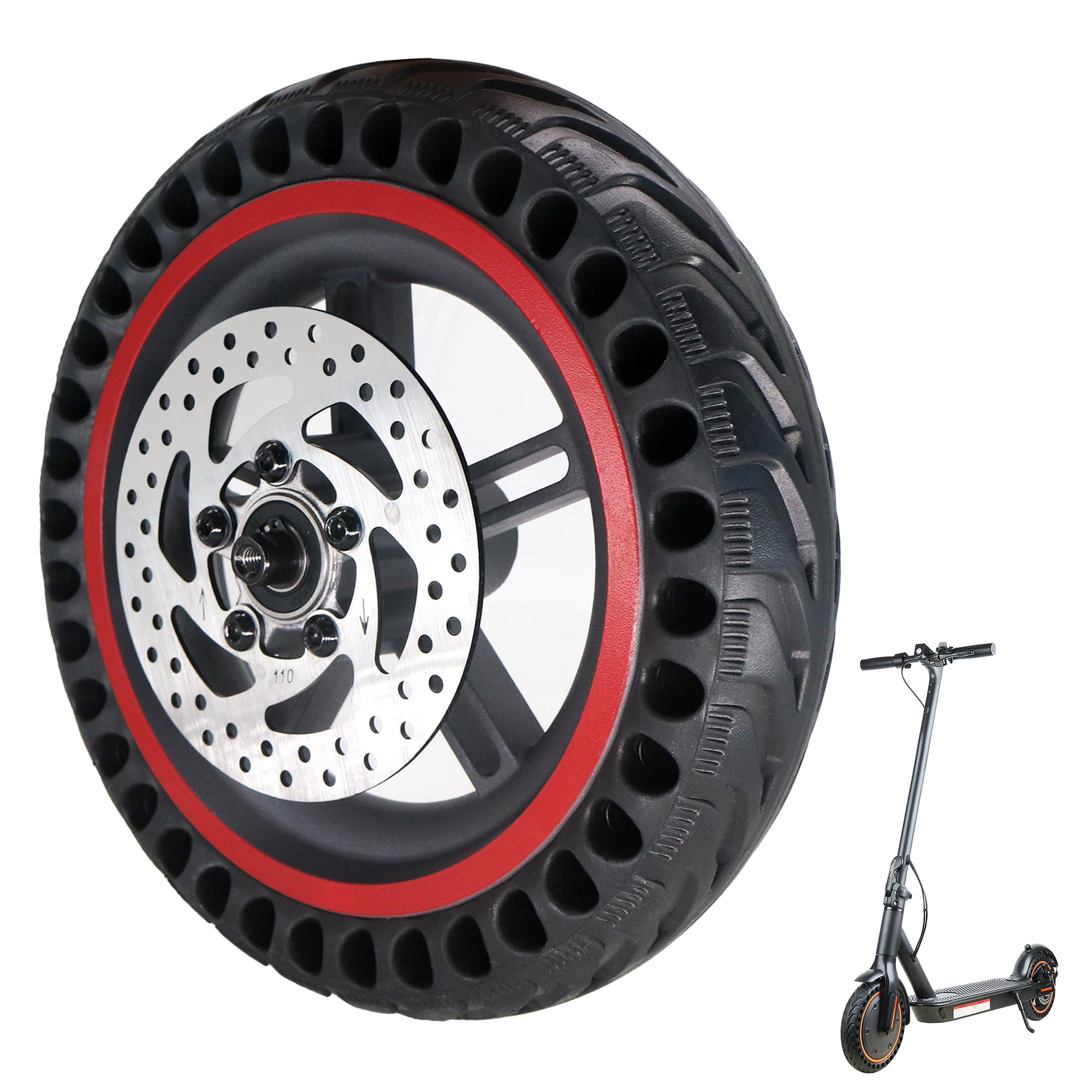 Photo 1 of QnQ 8.5" Electric Scooter Rear Wheel with Solid Tire and 110mm Brake Disc