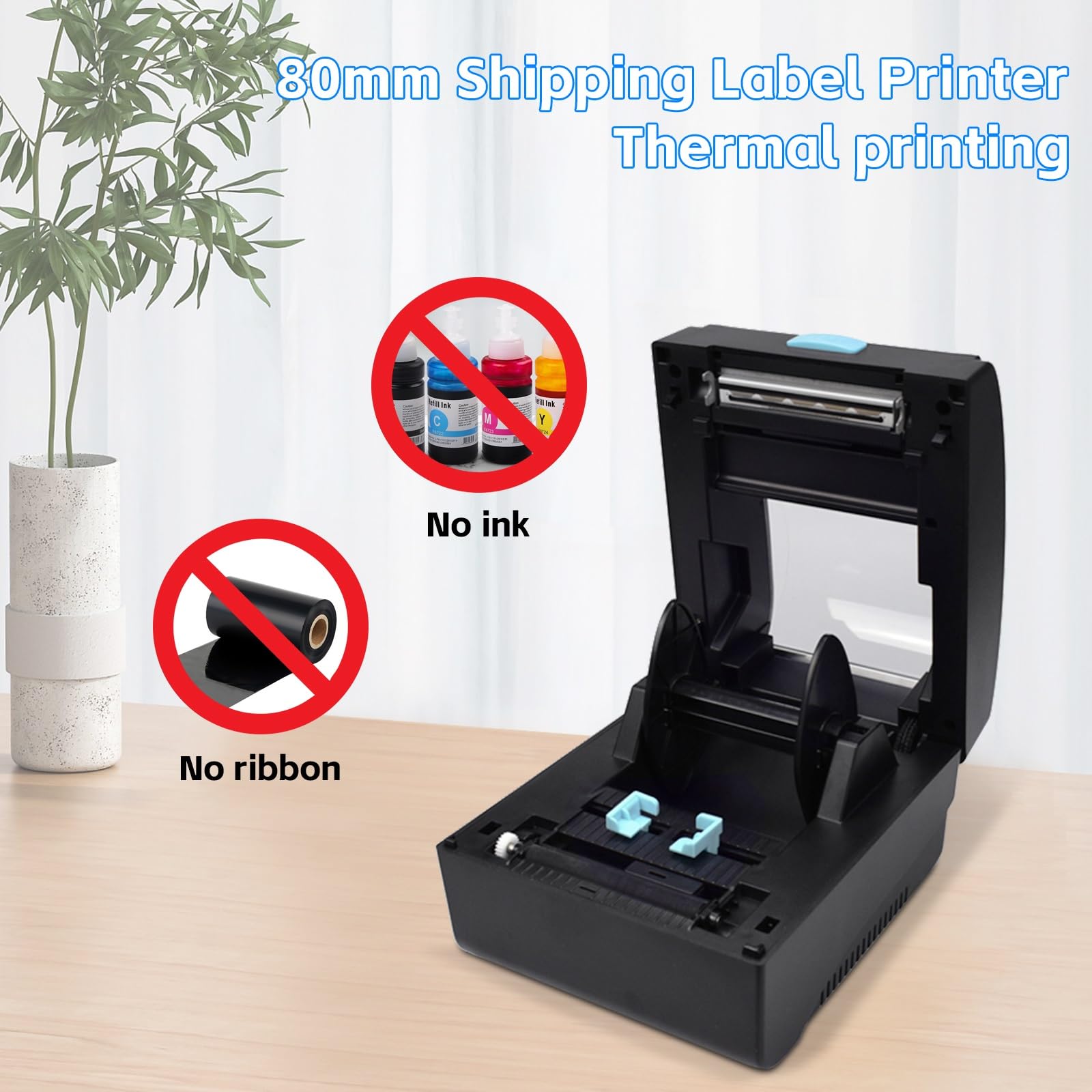 Producent etykiet, 80 Mm Termiczna Drukarka Etykiet, Kod QR, Urządzenie Do Naklejania Naklejek, XP 365b H-Z851, Drukowanie Przez USB I Bluetooth, do domu, kuchni, biura(H-Z851-USB-Bluetooth)