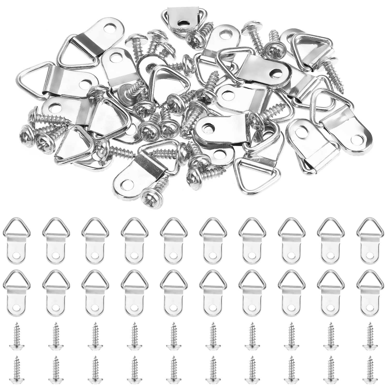 10 Sets D-Ring Bilderaufhänger – Inkl. Schrauben, Metall-Haken Für Bilderrahmen & Leinwände