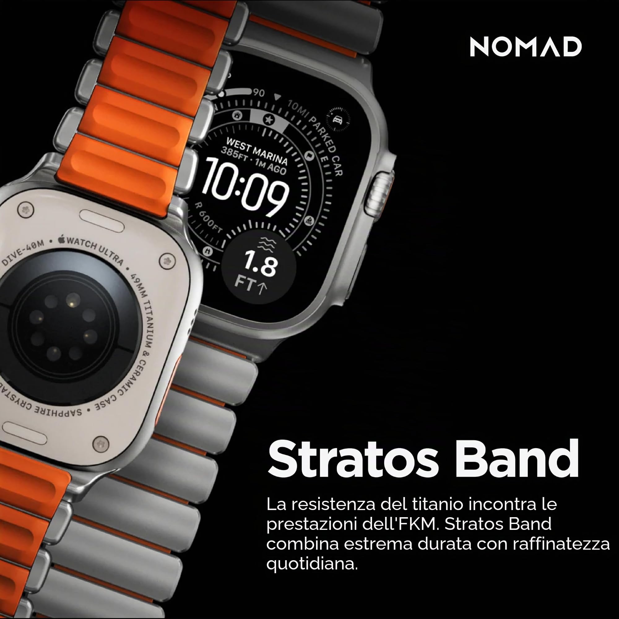 NOMAD Stratos Cinturino I per Apple Watch 42/44/45/46/49 mm, design ibrido