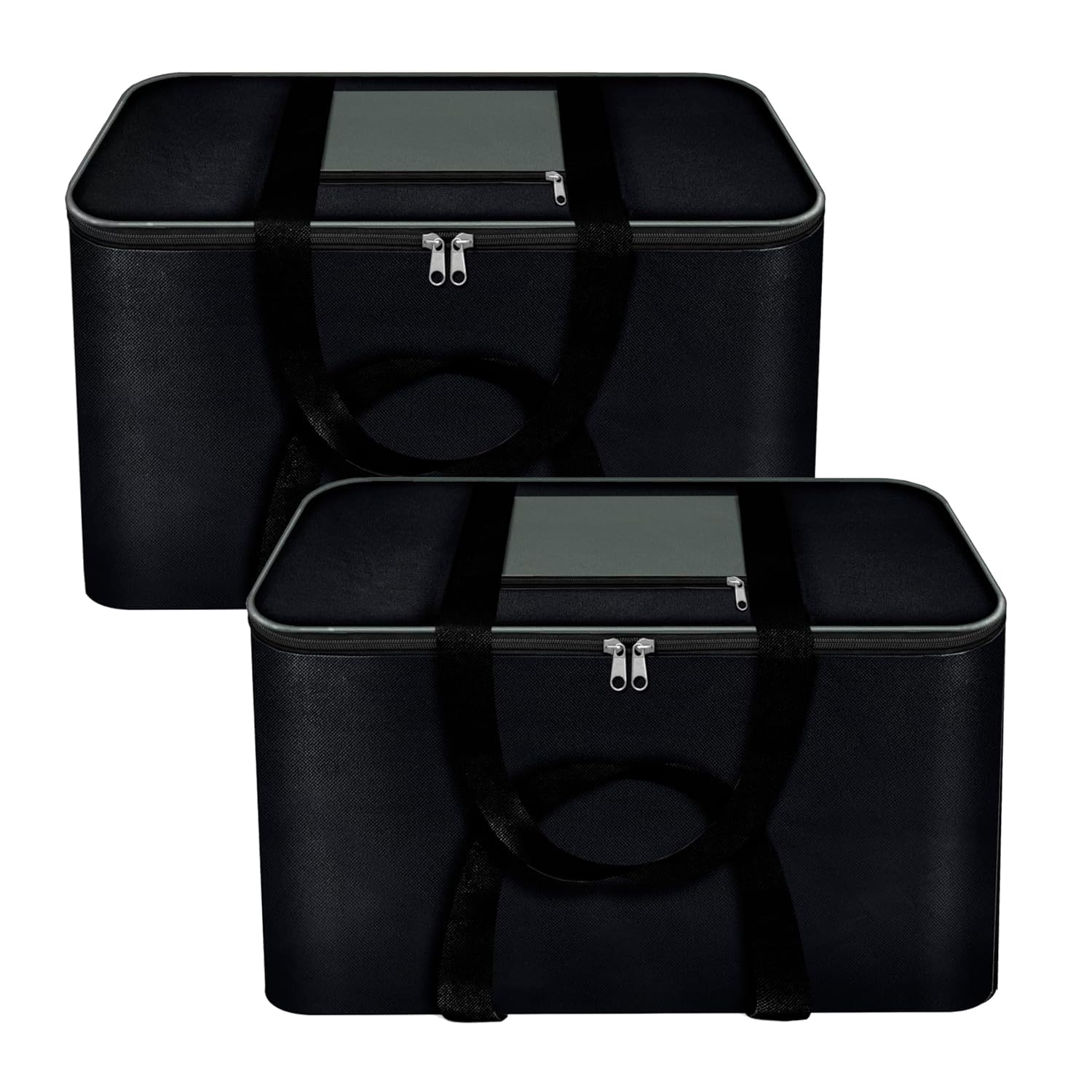 Pack Of 2 Moisture Proof Nylon Large Size Underbed Storage Bag For Clothes (54 x 46 x 28 cm) - Black, Rectangular-image-21