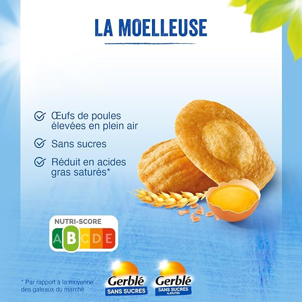 GERBLÉ – La Moelleuse – Sans Sucres – Sans Huile de Palme – Nutri-Score B – 6 Sachets Individuels – 150 g - 2