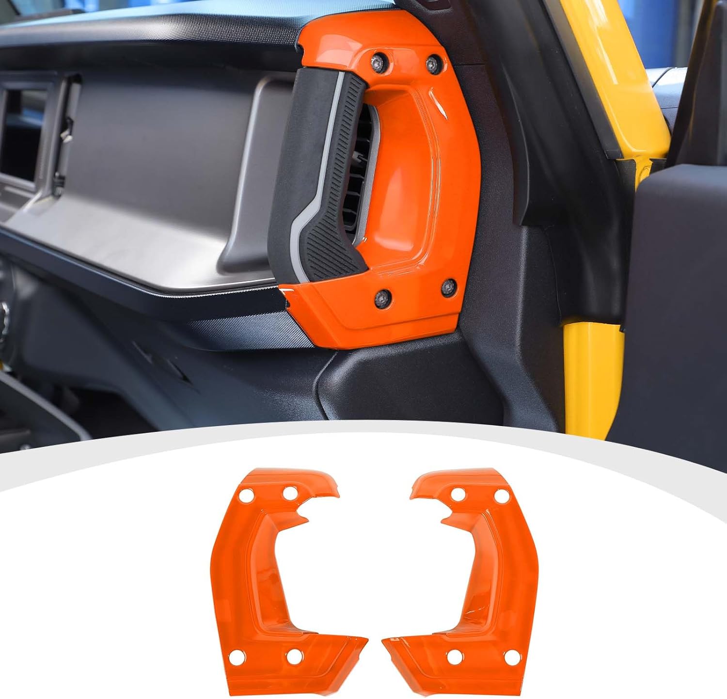 Center Console Side Grab Handle Cover Trim Compatible with 2021-2023 Ford Bronco Interior Accessories, Orange Center Console Side Grab Handle Cover Trim Compatible with 2021-2023 Ford Bronco Interior Accessories, Orange