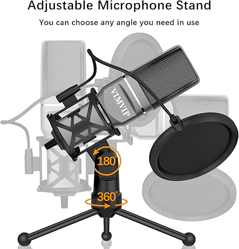Miniatura 3 de VIMVIP Micrófono USB, micrófono para computadora, micrófono USB para PC, computadora de escritorio, portátil, micrófono de condensador para grabar