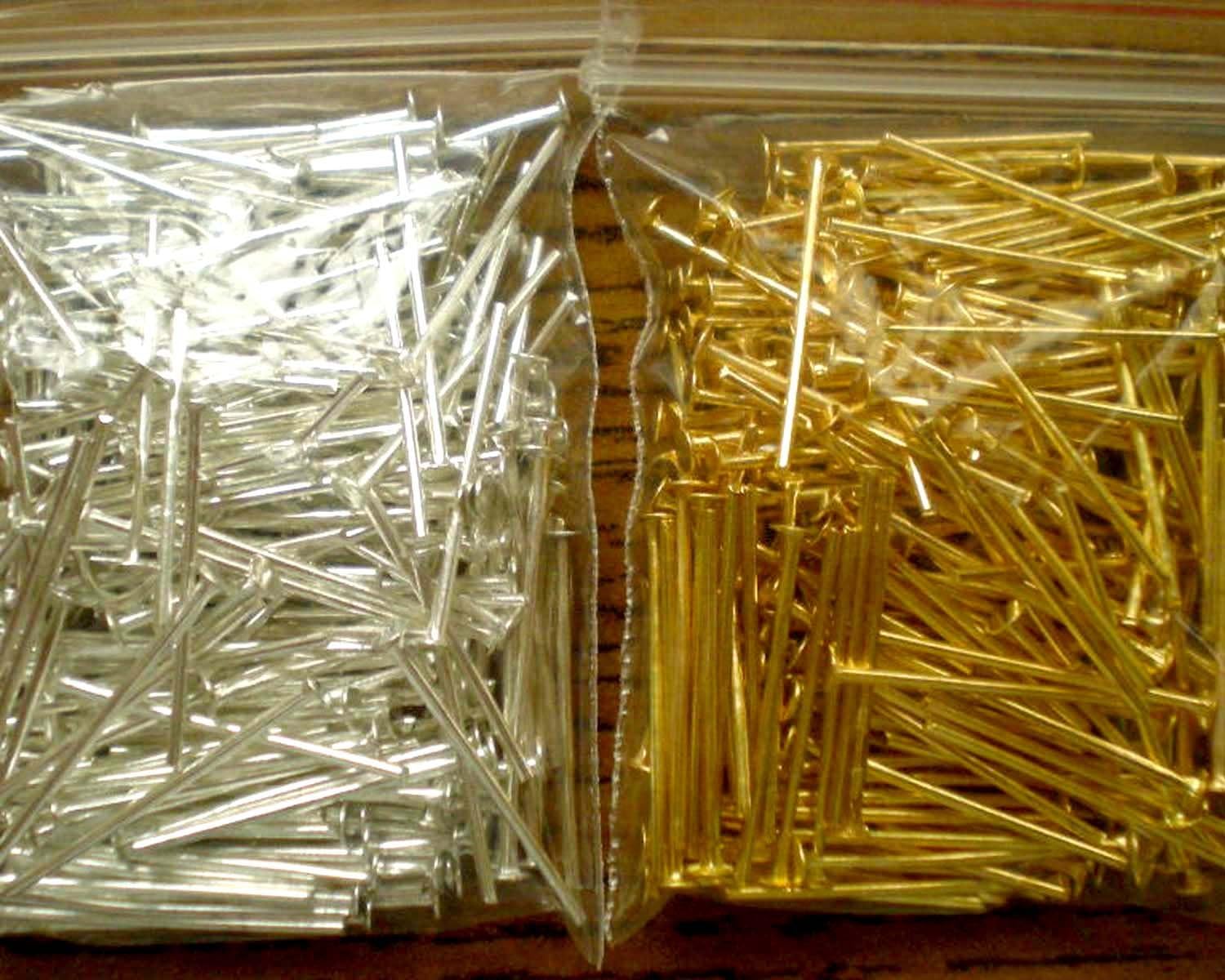 400pcs Mix Silver/Gold Plated Head Pins 3/4" 21ga ~Jewelry Findings~
