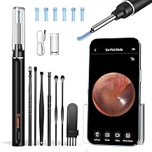 Ear Wax Removal Kit, LMECHN 1080P Ear Camera Otoscope, WiFi Ear Cleaner with App Control, Earwax Remover with 6 LEDs, IP67 Waterproof Ear Cleaning Kit for iOS, Android, Adults, Kids, Pets (Black)