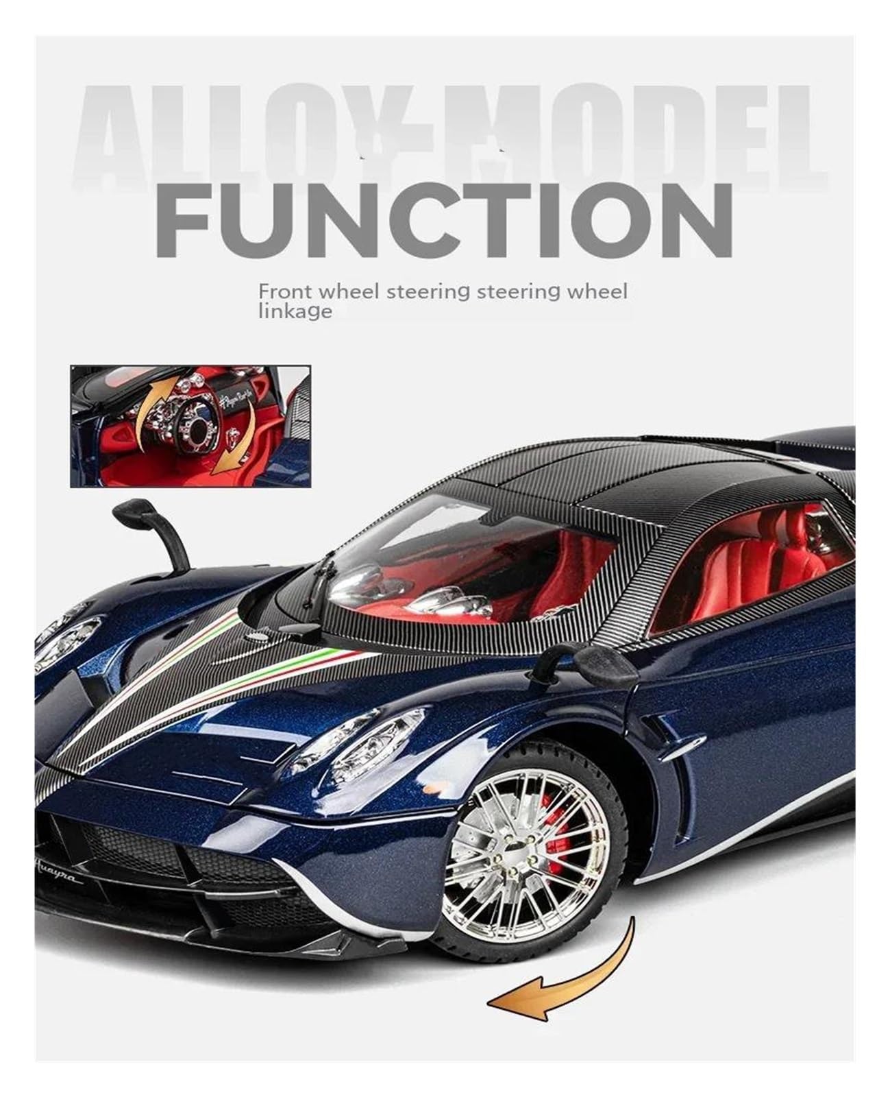 1:18 per Pagani per Huayra per il modello di auto da corsa in lega Dinastia | Il modello di auto pressofusa non include le batterie(White)