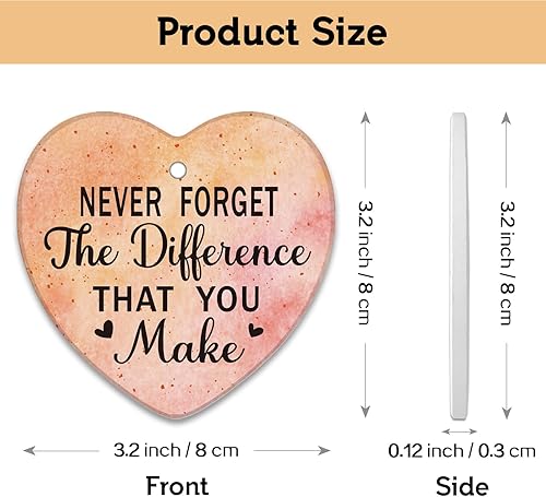 Vista 113 de REWIDPARTY Adorno de recuerdo de agradecimiento – Regalo de agradecimiento para familiares, amigos, profesores – Corazón de cerámica de 3 pulgadas