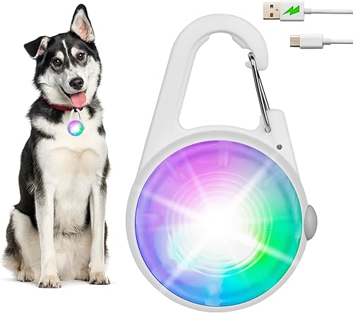 Dog Collar Light-4 Modes Rechargeable Dog Lights for Night Walking, IP68 Waterproof Dog Light Clip On, Small and Light Dog Walking Light Suitable
