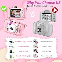 Vista 6 de Cámara Mejorada para Niños para Niñas, Regalos de Navidad y Cumpleaños para Niños, Cámara de Video Digital Selfie HD 1080P para Niños Pequeños