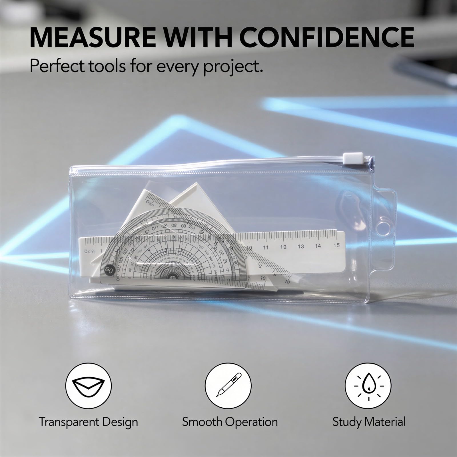 10 Stk. Lineal Set, vielseitiges Set mit transparenten Kunststoff-Dreieckslinealen, Winkelmessern und Geradlinern, ideal zum Zeichnen, Messen und für Schule, Büro, Atelier