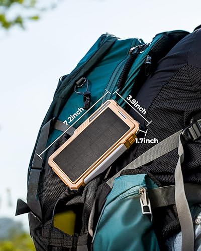 Vista 7 de BLAVOR Banco de energía solar con manivela y 4 cables, cargador portátil inalámbrico de 74000 mWh con USB C y luz de campamento, batería de carga