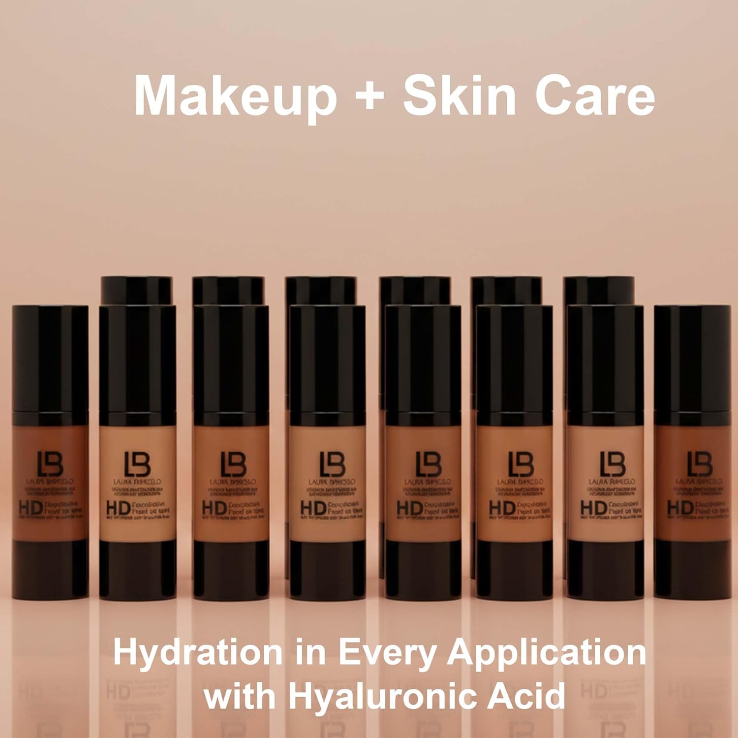LB HD Liquid Foundation – Makeup Foundation with Hyaluronic Acid, Vitamin E – Hydrating Full Coverage Foundation for Smooth Complexion – Paraben-Free Formula for All Skin Types – Porcelain