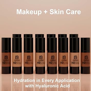 LB HD Liquid Foundation Makeup Foundation with Hyaluronic Acid, Vitamin E Hydrating Full Coverage Foundation for Smooth Complexion Paraben-Free Formula for All Skin Types MEDIUM BEIGE