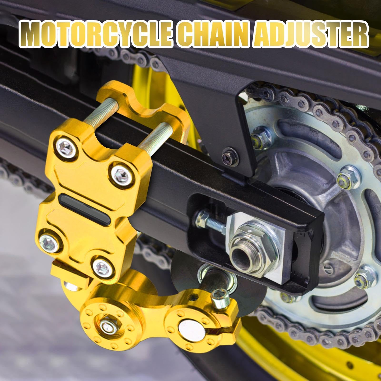 Ajustador de cadena de motocicleta,Herramienta de ajuste de cadena Motocicleta, Ajuste de cadena modificado con guía de tensión automática, Herramienta de engranajes de modificación de cadena
