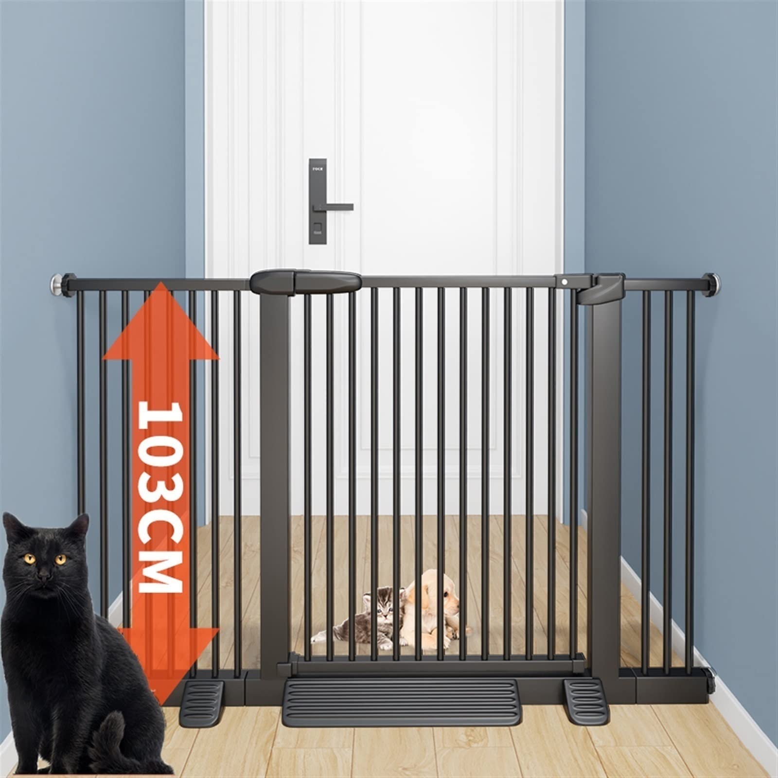 犬用自動閉鎖ゲート Amazon.co.jp: ペット安全ゲート、犬用の超高さ103cm階段ゲート、90