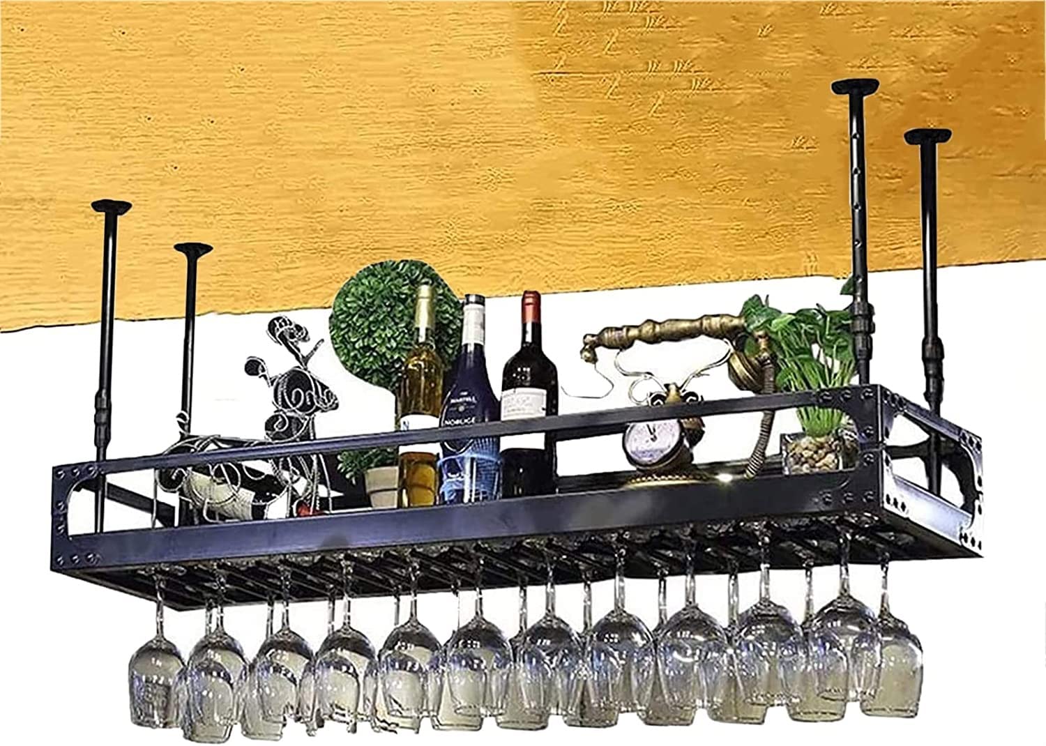 Casier à vin en fer au plafond suspendu réglable pour bouteille de vin