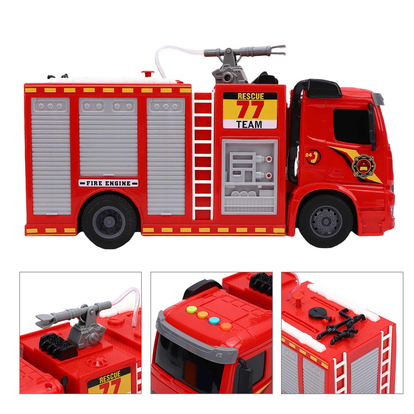 Giocattolo Illuminato del Camion dei Pompieri con Spruzzi D'acqua Interattivi Funzionalità Divertenti per Bambini Dai 3 Ai 6 Anni Plastica 27 X 9 X 15 Cm