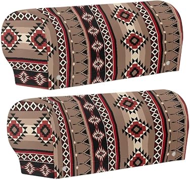 Sofa Arm Rest Covers Couch Arm Covers Stretch Armchair Sofa Slipcover Pack of 2 Office Chair Armrest for Sofa Furniture Protector Easy to Care,Aztec Tribe Brown