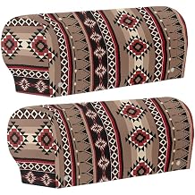 Sofa Arm Rest Covers Couch Arm Covers Stretch Armchair Sofa Slipcover Pack of 2 Office Chair Armrest for Sofa Furniture Protector Easy to Care,Aztec Tribe Brown