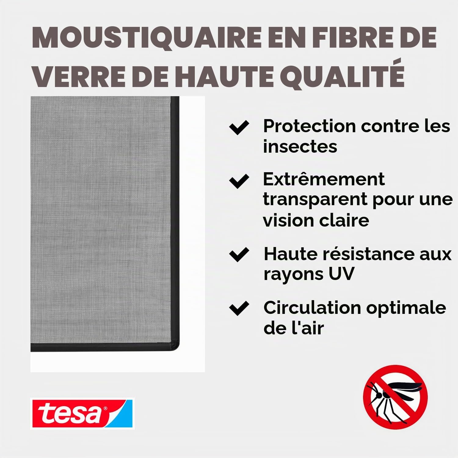 tesa Insect Stop Moustiquaire à Clipser - 1,0 x 1,2 m - Anthracite