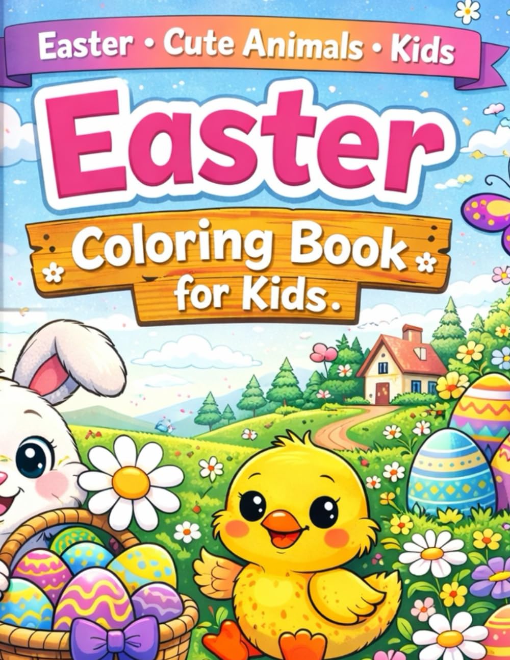 Easter Coloring Book for Kids: Cute Bunnies, Eggs, Chicks and Fun Spring Easter Scenes