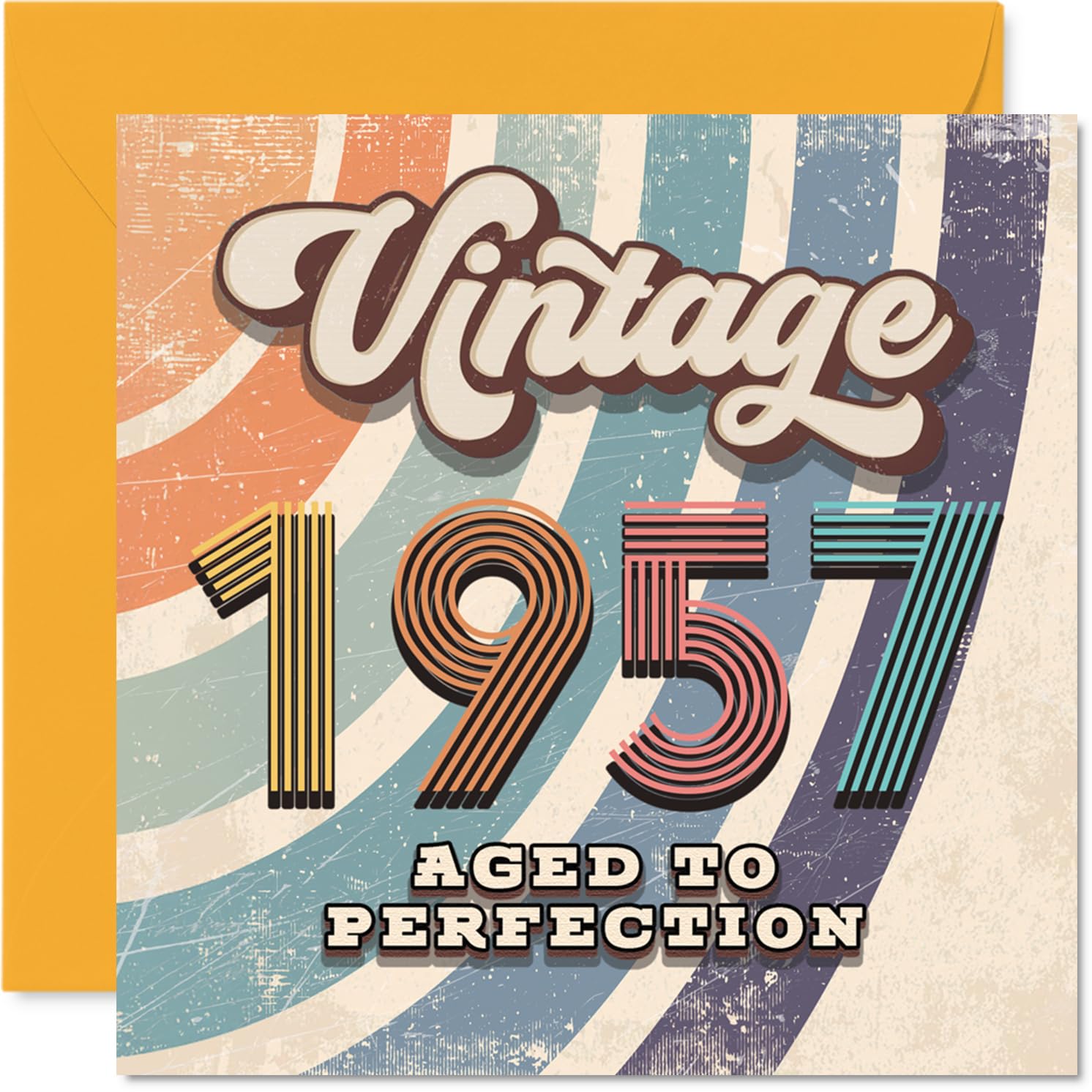 69th Birthday Card for Men Women - Vintage 1957 Aged To Perfection - Happy 69 Birthday Cards for Nanny Husband Friend Dad Cousin Uncle, 145mm Bday Greeting Cards