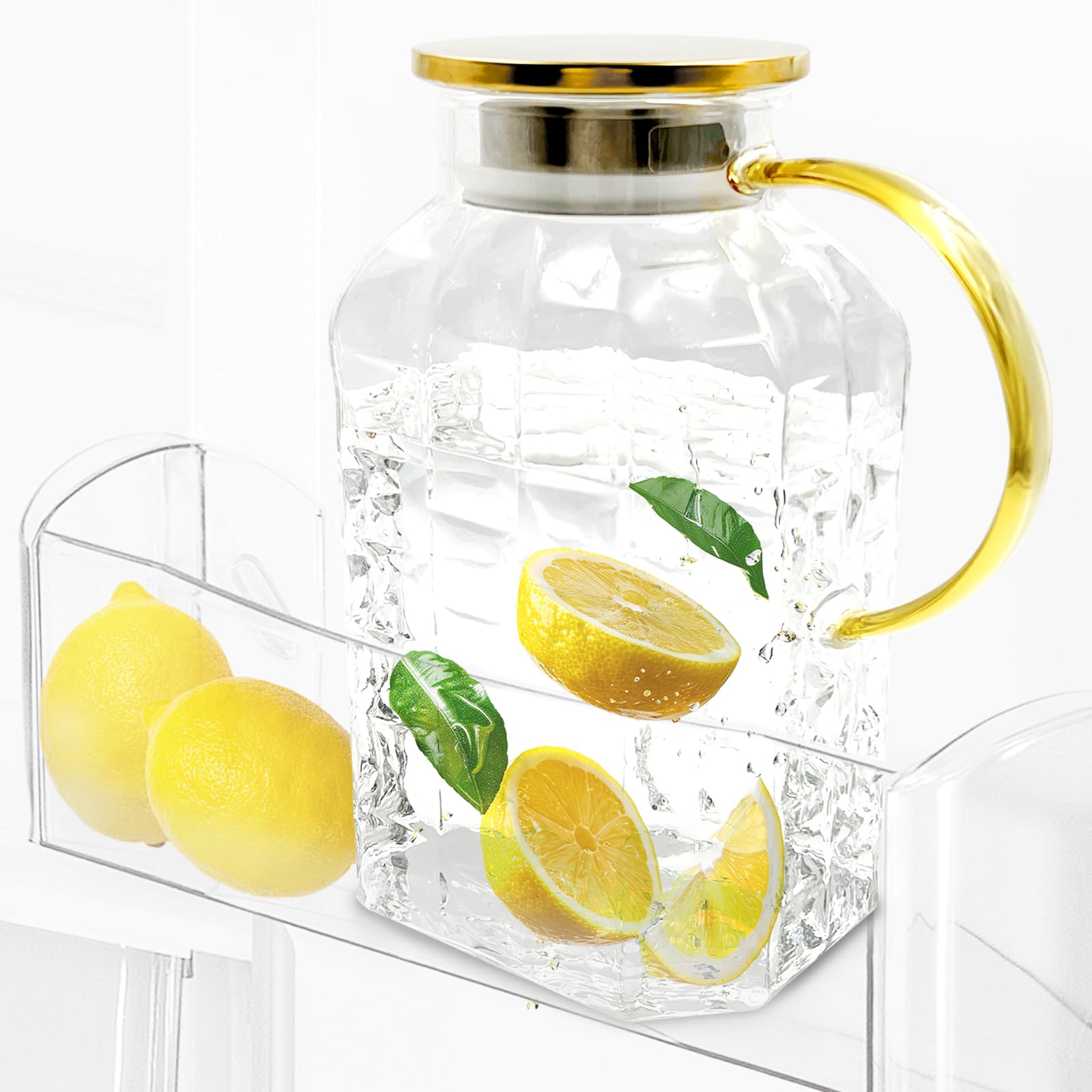 Pichet en verre de 2,2L Daily Treasures anti-goutte pour infusions et jus sans éclaboussures